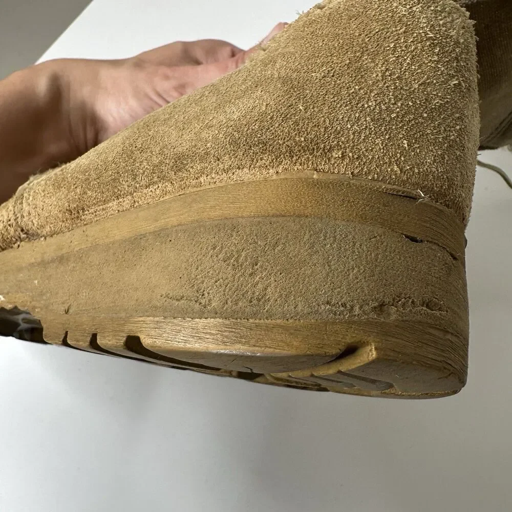 Military‎ Lace Up Combat Boots Mens Sz 9.5 Hot Weather Desert Tan Suede Tactical